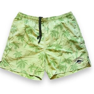 Tommy Bahama Relax Swim Trunks Green w/palm Trees, Sz Large,  drawstring elastic